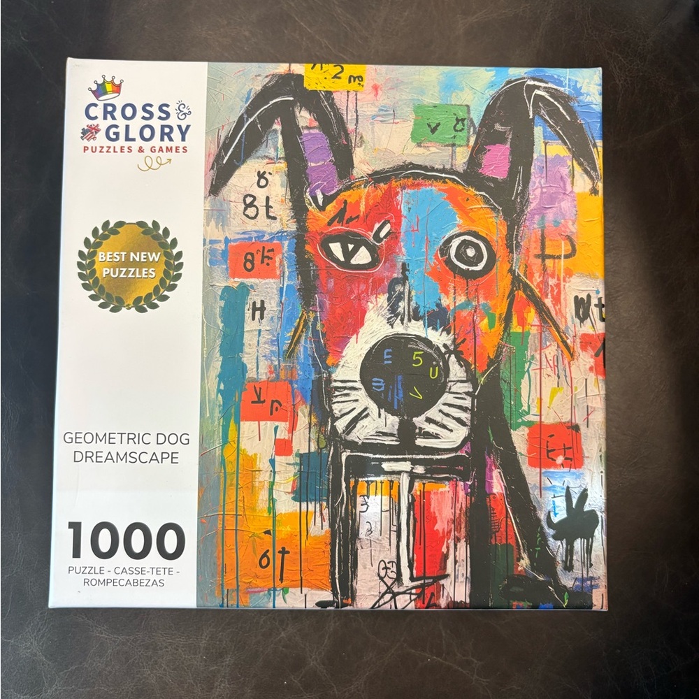 Geometric Dog Dreamscape Puzzle - Multicolor